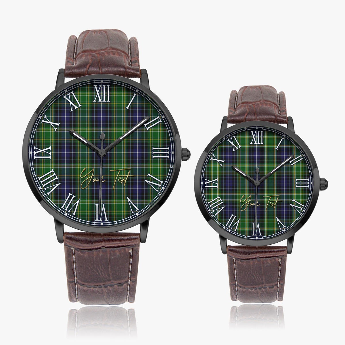 McKellar Tartan Personalized Your Text Leather Trap Quartz Watch - Tartan Vibes Clothing