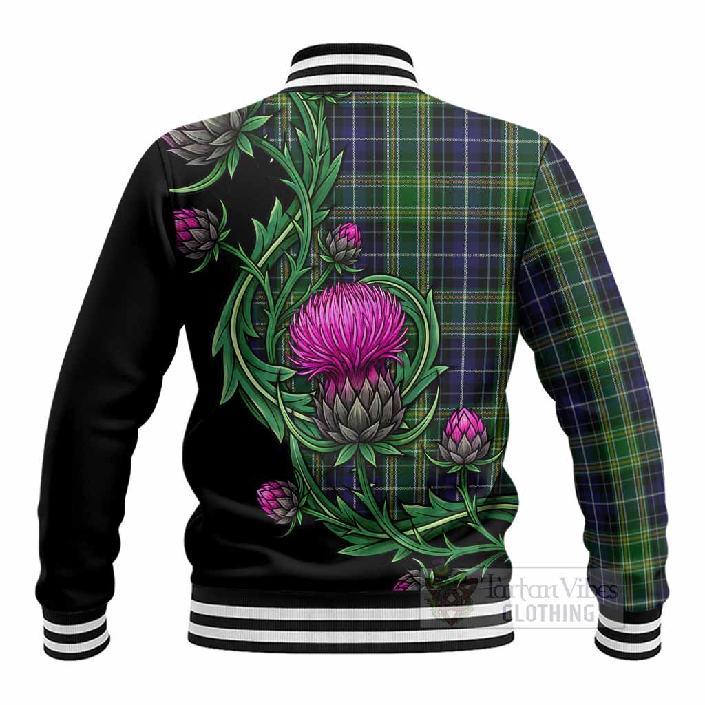 McKellar Tartan Baseball Jacket Resilient Scottish Thistle - Tartan Vibes Clothing
