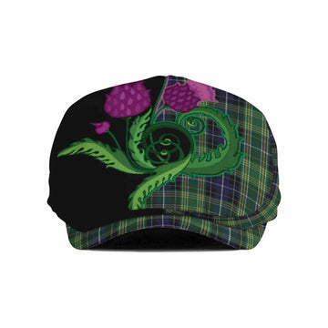 McKellar Tartan Flat Cap, Jeff Cap Traditional Scottish Thistle Flat Cap - Tartan Vibes Clothing