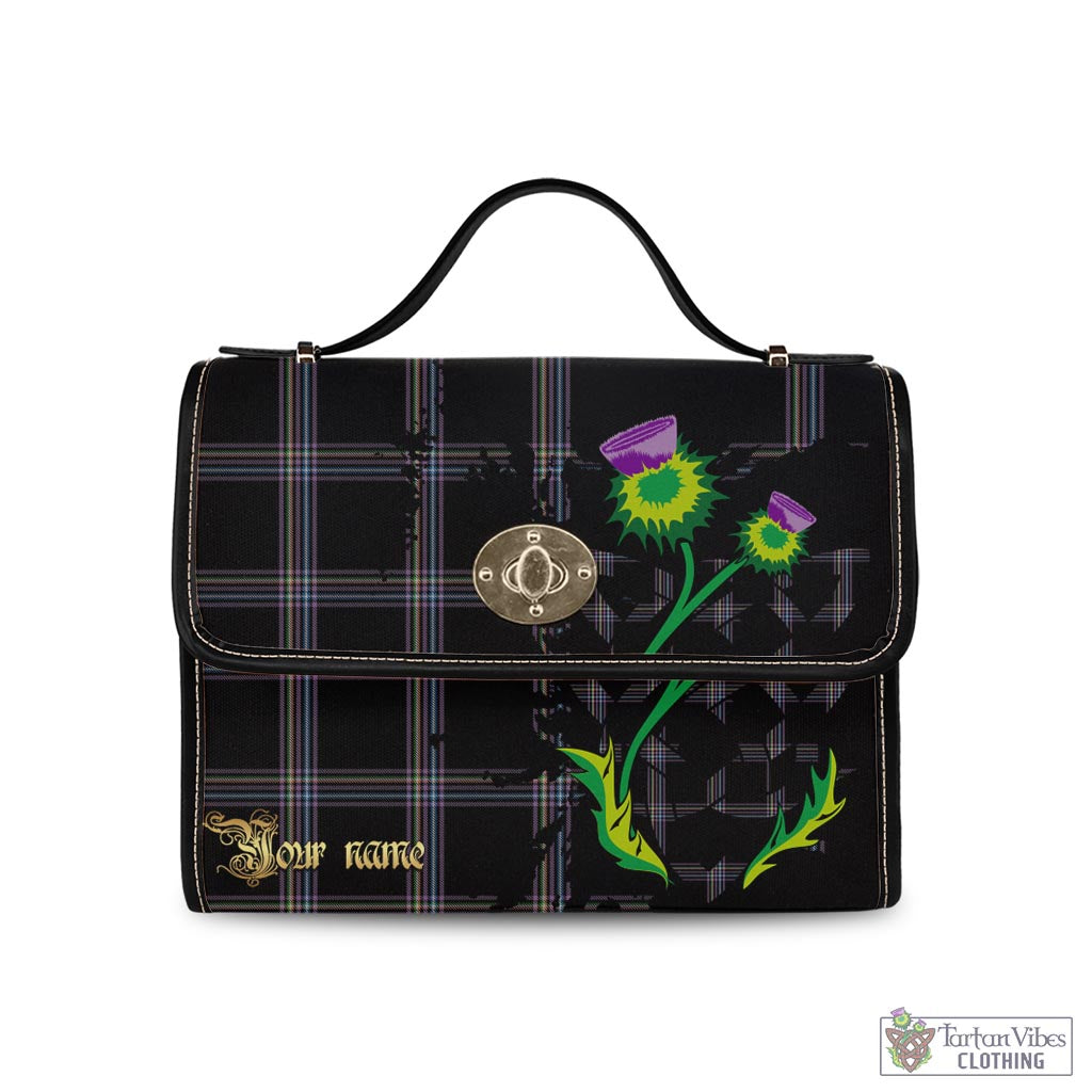 McKenna Tartan Waterproof Canvas Bag with Scotland Map and Thistle Celtic Accents Black Leather Strap One Size 10.5*20*27cm - Tartan Vibes Clothing