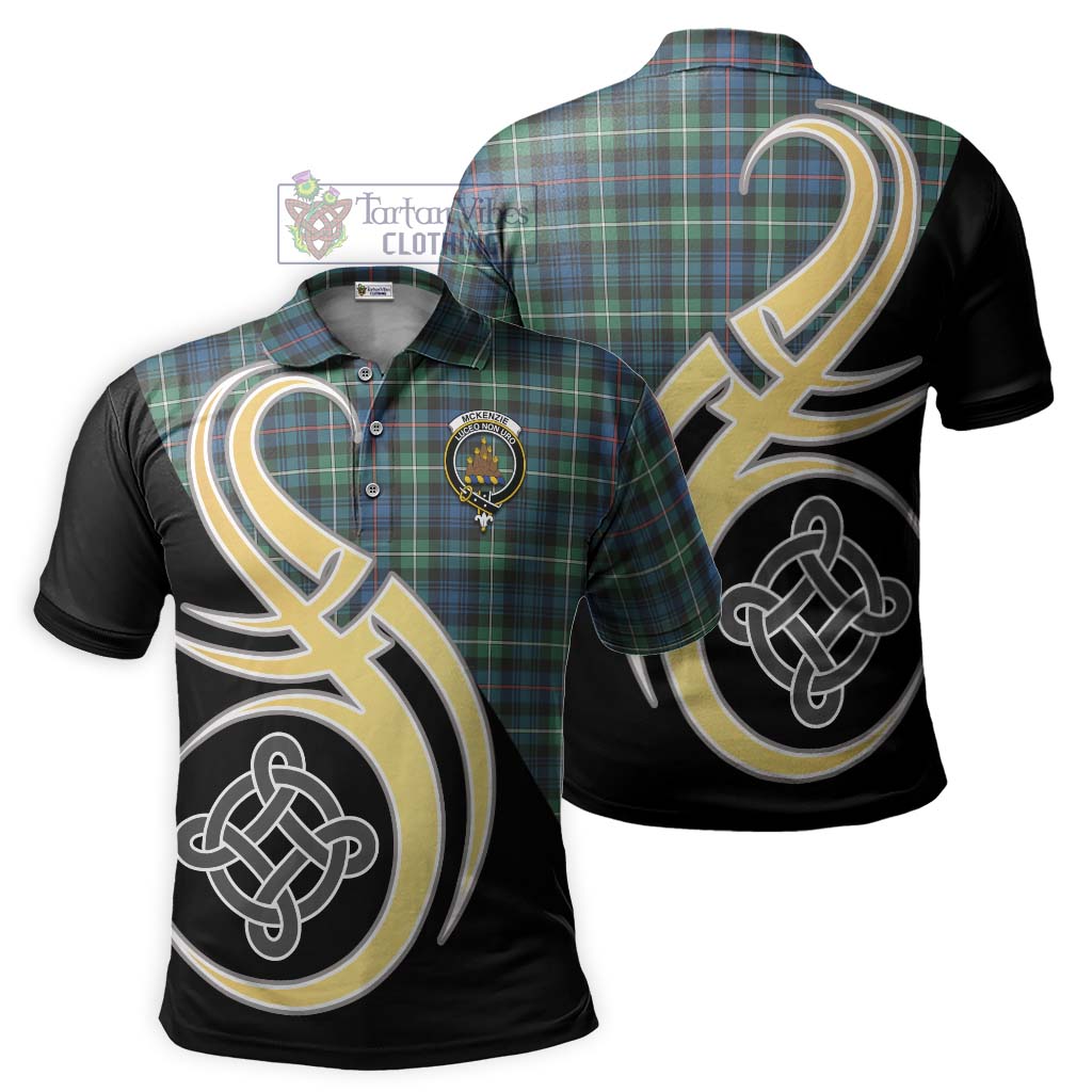 Tartan Vibes Clothing Mckenzie Ancient Tartan Polo Shirt with Family Crest and Celtic Symbol Style