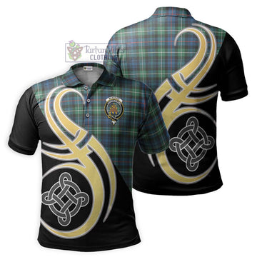 Mckenzie Ancient Tartan Polo Shirt with Family Crest and Celtic Symbol Style