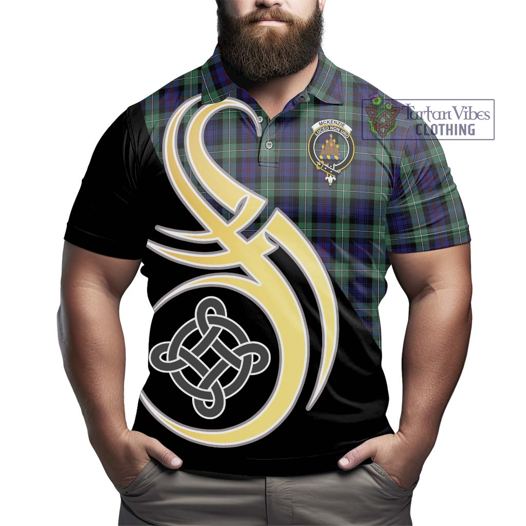 Tartan Vibes Clothing Mckenzie Hunting Green Tartan Polo Shirt with Family Crest and Celtic Symbol Style