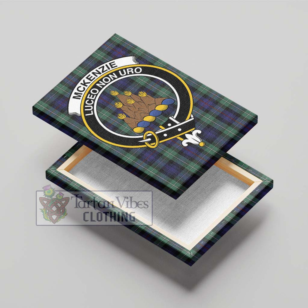 Mckenzie Hunting Green Tartan Canvas Print Wall Art with Family Crest - Tartan Vibes Clothing