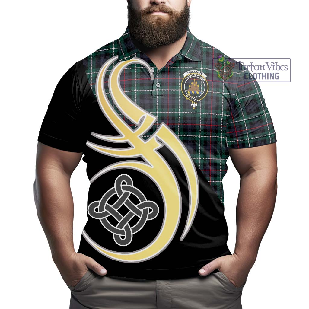 Tartan Vibes Clothing Mckenzie Modern Tartan Polo Shirt with Family Crest and Celtic Symbol Style