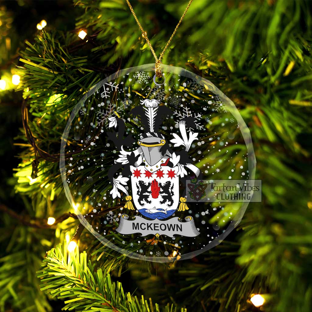 McKeown Irish Clan Christmas Glass Ornament with Coat of Arms Transparent Glass Circle - 2D-tartanvibesclothing