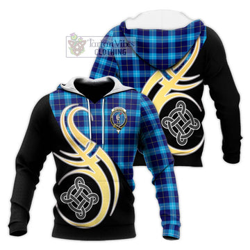 McKerrell Tartan Knitted Hoodie with Family Crest and Celtic Symbol Style