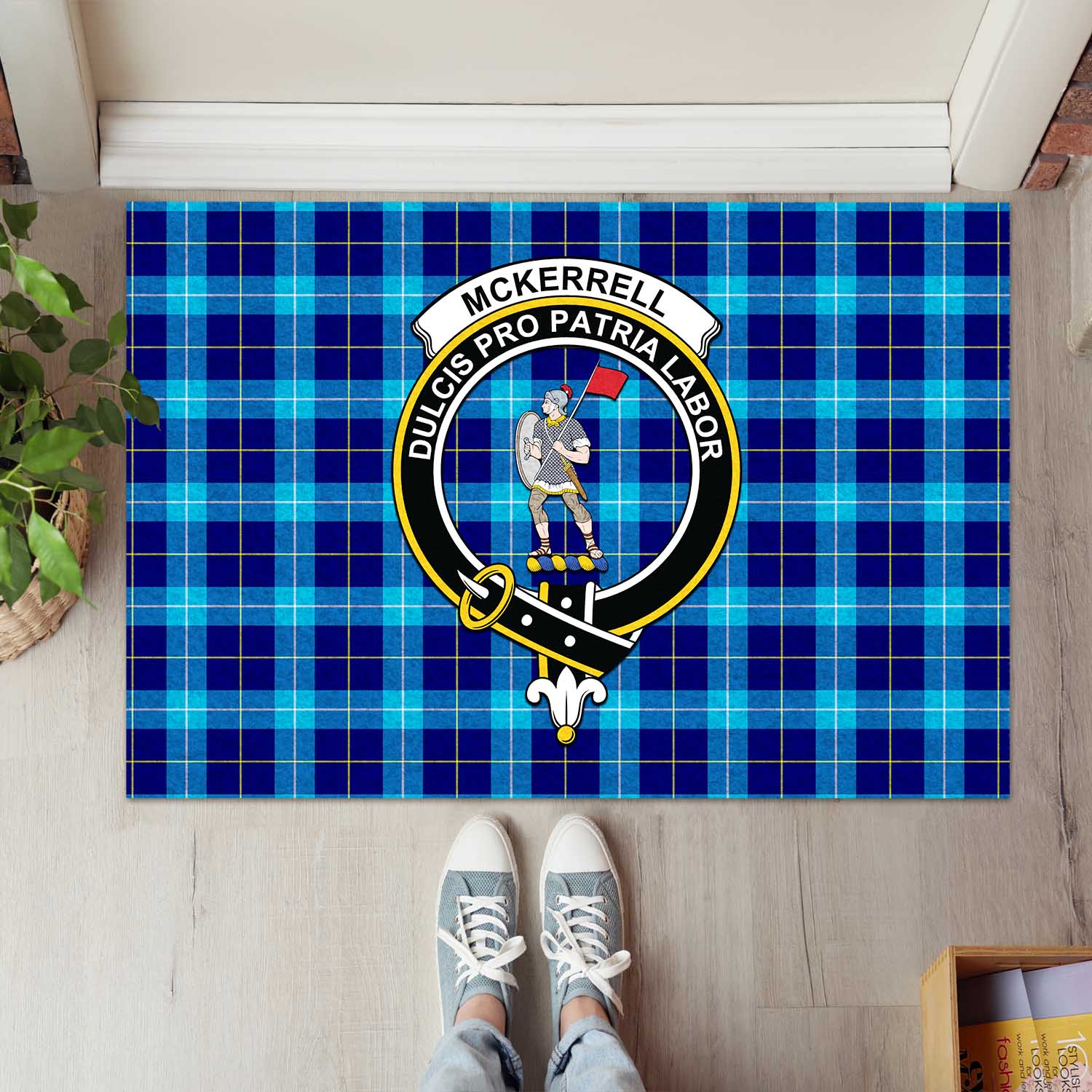 McKerrell Tartan Door Mat with Family Crest - Tartanvibesclothing