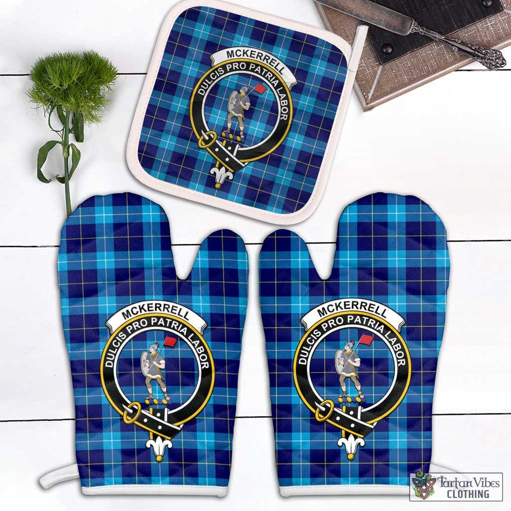 McKerrell Tartan Combo Oven Mitt & Pot-Holder with Family Crest White - Tartan Vibes Clothing