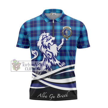 McKerrell Tartan Zipper Polo Shirt with Alba Gu Brath Regal Lion Emblem - Tartan Vibes Clothing