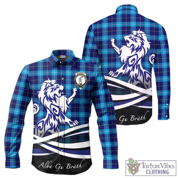 McKerrell Tartan Long Sleeve Button Up Shirt with Alba Gu Brath Regal Lion Emblem - Tartan Vibes Clothing