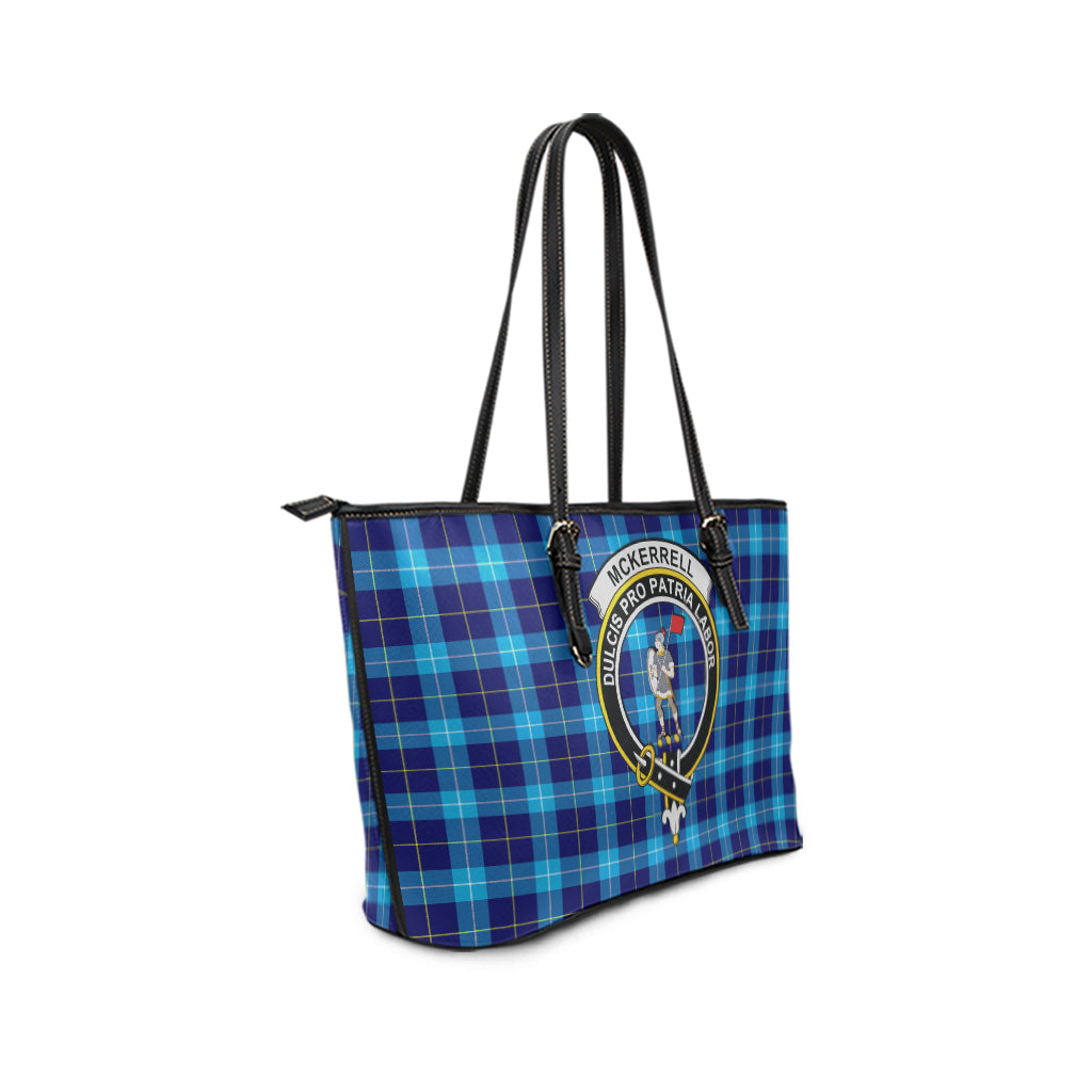 McKerrell Tartan Leather Tote Bag with Family Crest - Tartan Vibes Clothing