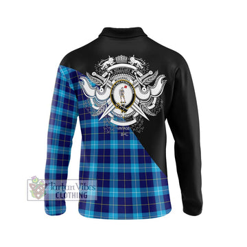 McKerrell Tartan Long Sleeve Polo Shirt with Family Crest and Military Logo Style - Tartan Vibes Clothing