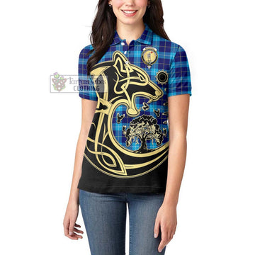 McKerrell Tartan Women's Polo Shirt with Family Crest Celtic Wolf Style - Tartan Vibes Clothing
