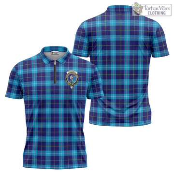 McKerrell Tartan Zipper Polo Shirt with Family Crest - Tartan Vibes Clothing
