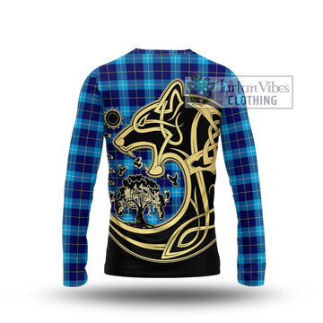 McKerrell Tartan Long Sleeve T-Shirt with Family Crest Celtic Wolf Style - Tartan Vibes Clothing