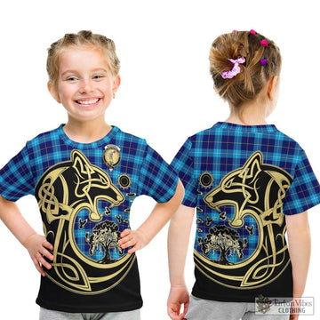 McKerrell Tartan Kid T-Shirt with Family Crest Celtic Wolf Style - Tartan Vibes Clothing