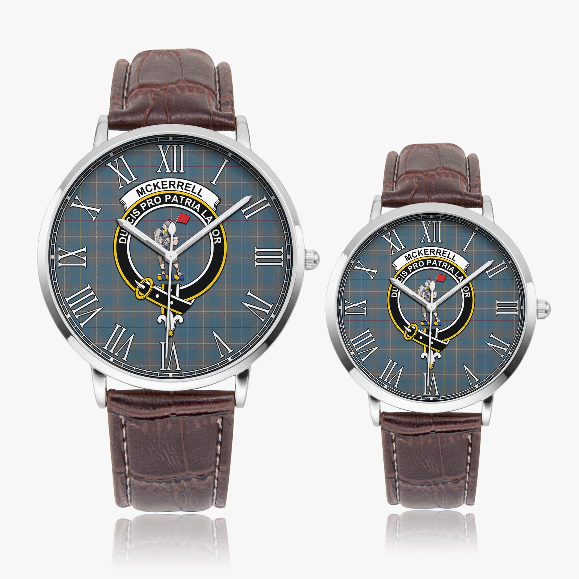 McKerrell of Hillhouse Dress Tartan Family Crest Leather Strap Quartz Watch - Tartanvibesclothing