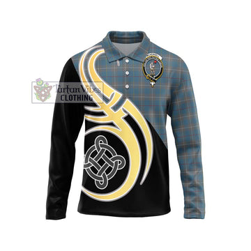 McKerrell of Hillhouse Dress Tartan Long Sleeve Polo Shirt with Family Crest and Celtic Symbol Style