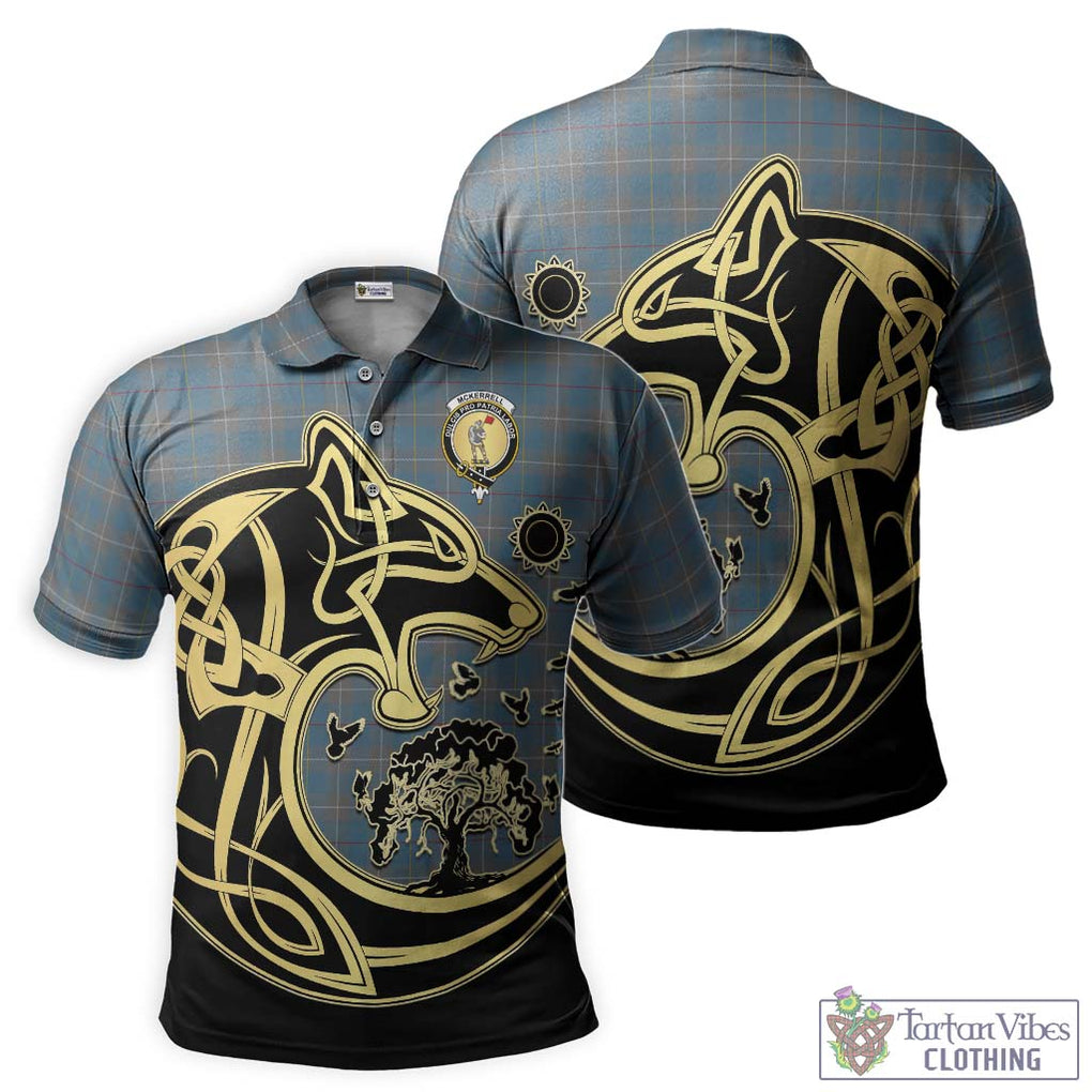 McKerrell of Hillhouse Dress Tartan Polo Shirt with Family Crest Celtic Wolf Style Kid - Tartanvibesclothing Shop