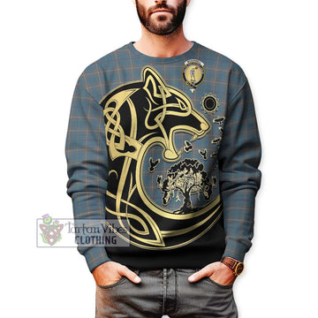 McKerrell of Hillhouse Dress Tartan Sweatshirt with Family Crest Celtic Wolf Style