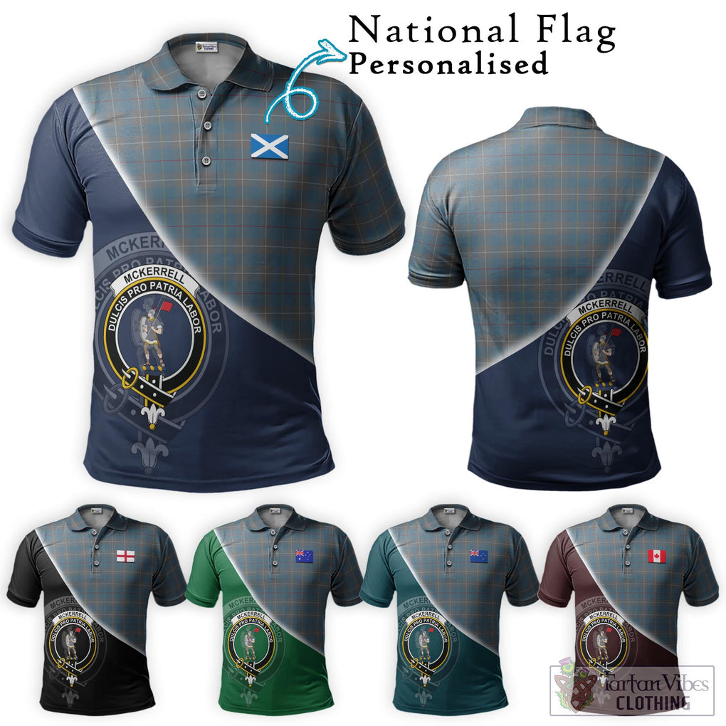 McKerrell of Hillhouse Dress Tartan Polo Shirt with Personalised National Flag and Family Crest Half Style Maroon - Tartanvibesclothing Shop