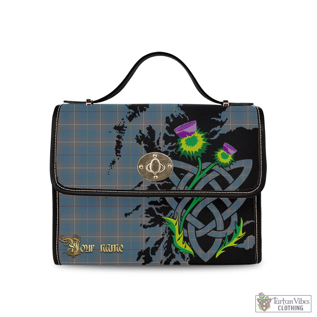 Tartan Vibes Clothing McKerrell of Hillhouse Dress Tartan Waterproof Canvas Bag with Scotland Map and Thistle Celtic Accents