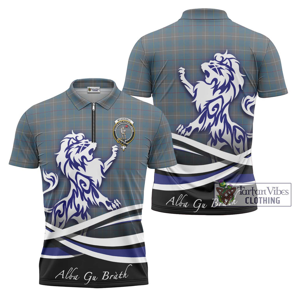 McKerrell of Hillhouse Dress Tartan Zipper Polo Shirt with Alba Gu Brath Regal Lion Emblem Unisex - Tartanvibesclothing Shop