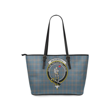 McKerrell of Hillhouse Dress Tartan Leather Tote Bag with Family Crest