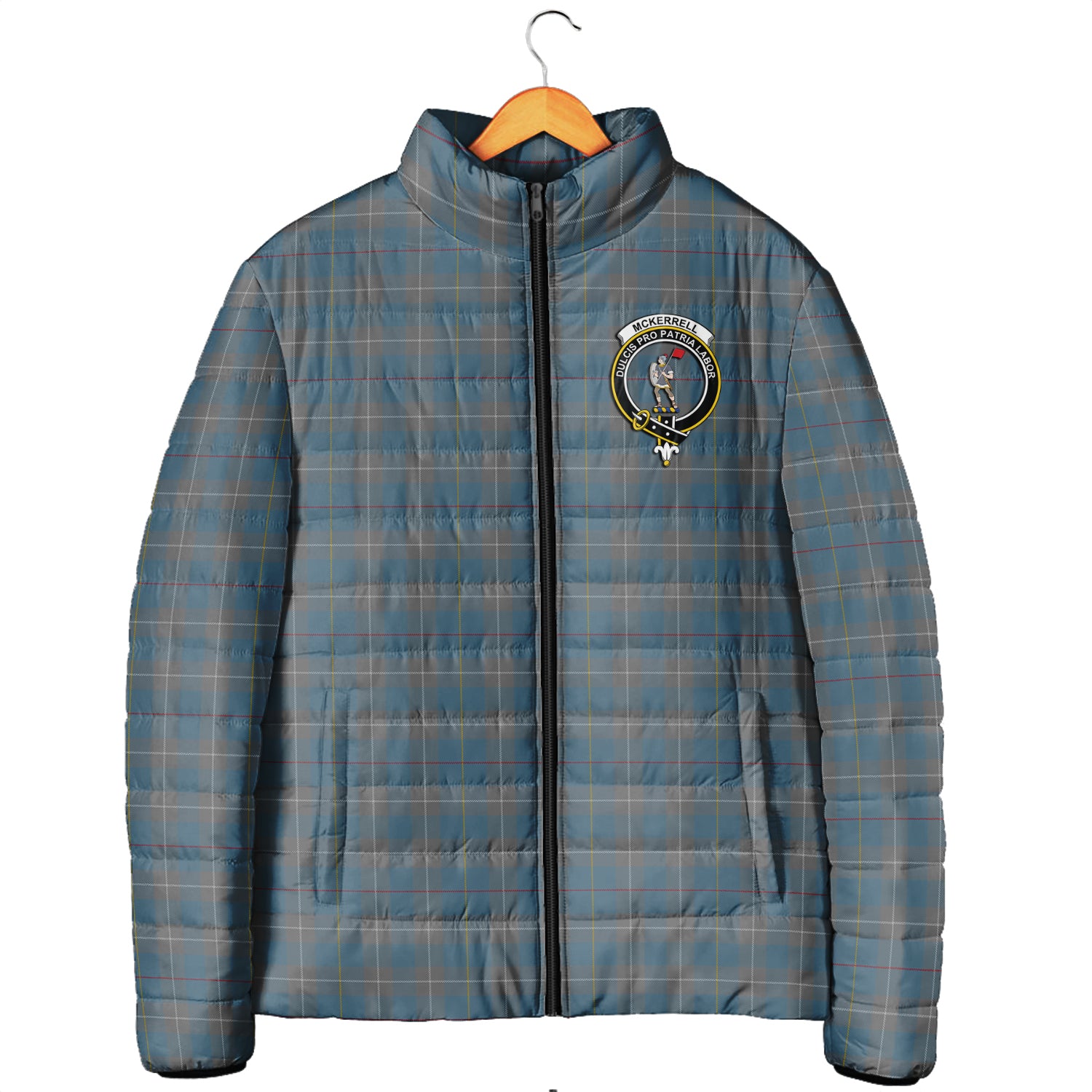 McKerrell of Hillhouse Dress Tartan Padded Jacket with Family Crest Men's Padded Jacket - Tartan Vibes Clothing