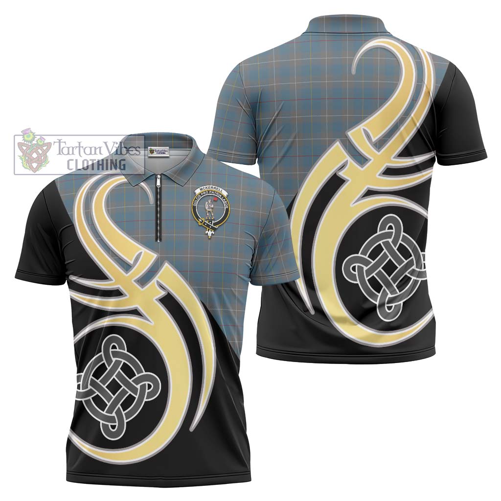 Tartan Vibes Clothing McKerrell of Hillhouse Dress Tartan Zipper Polo Shirt with Family Crest and Celtic Symbol Style