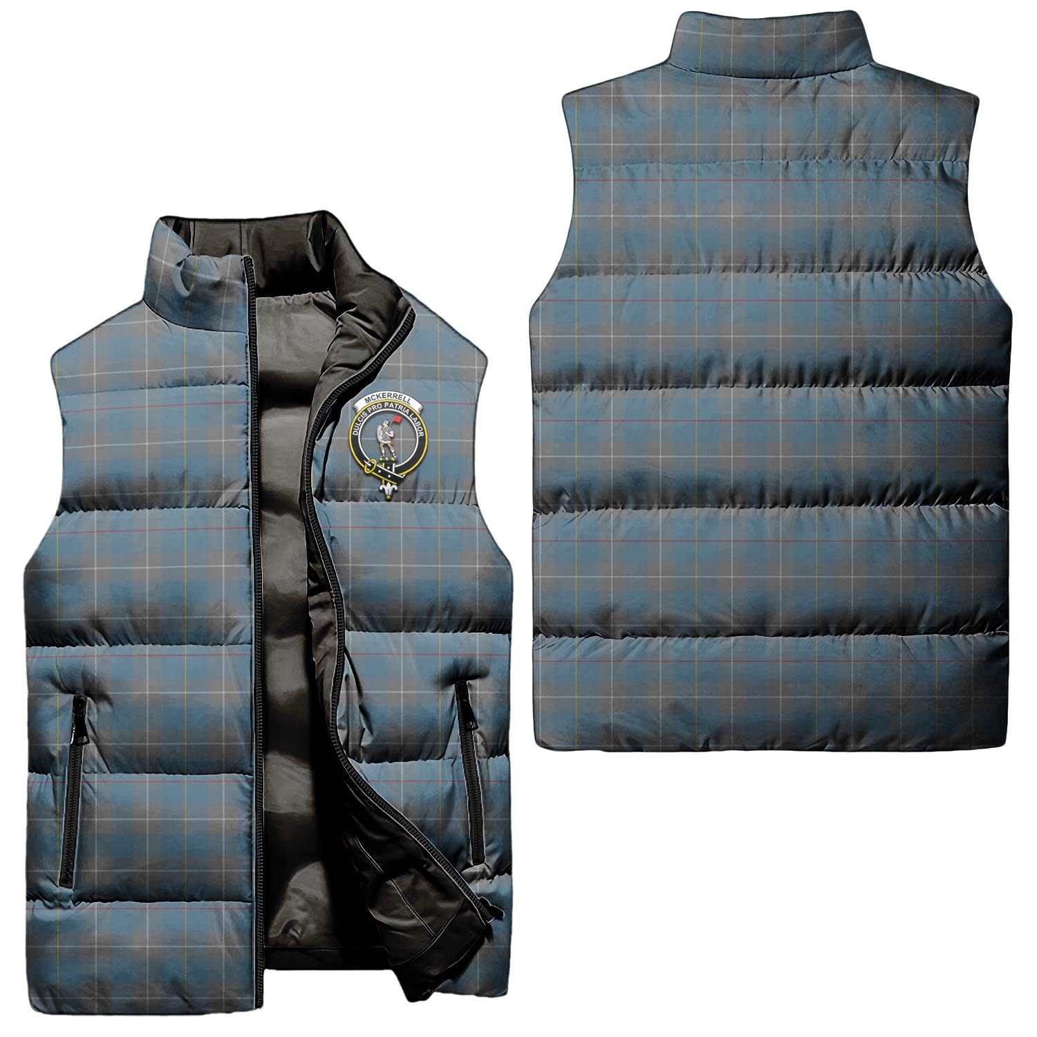 McKerrell of Hillhouse Dress Tartan Sleeveless Puffer Jacket with Family Crest Unisex - Tartanvibesclothing