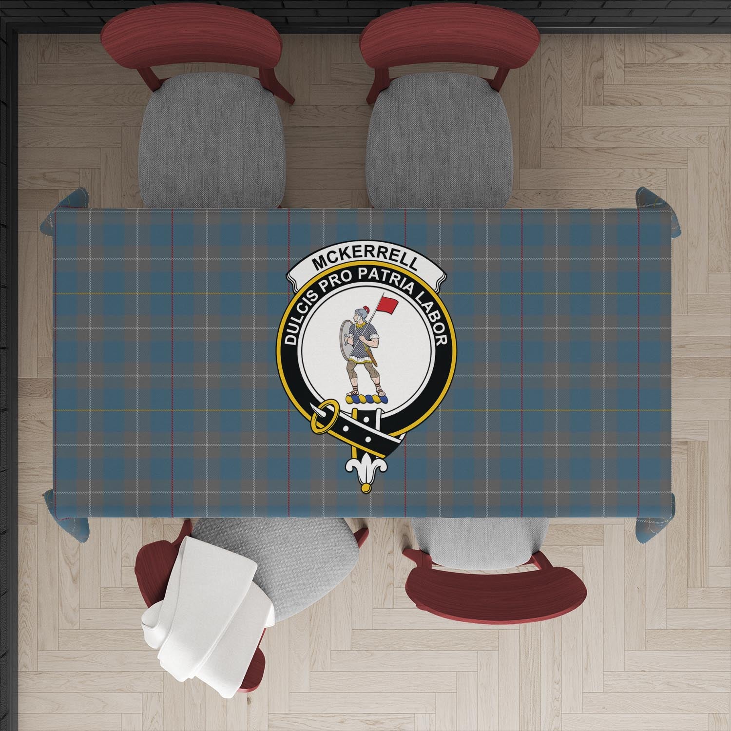 mckerrell-of-hillhouse-dress-tatan-tablecloth-with-family-crest