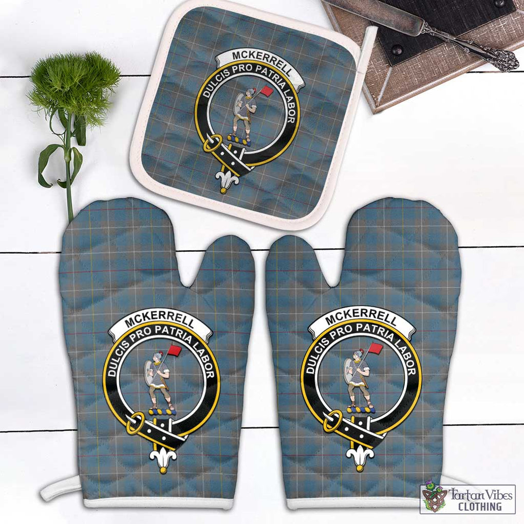 McKerrell of Hillhouse Dress Tartan Combo Oven Mitt & Pot-Holder with Family Crest Combo 1 Oven Mitt & 1 Pot-Holder White - Tartan Vibes Clothing