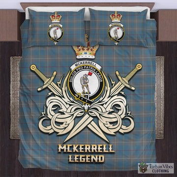 McKerrell of Hillhouse Dress Tartan Bedding Set with Clan Crest and the Golden Sword of Courageous Legacy