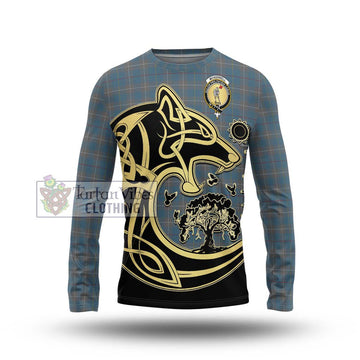 McKerrell of Hillhouse Dress Tartan Long Sleeve T-Shirt with Family Crest Celtic Wolf Style