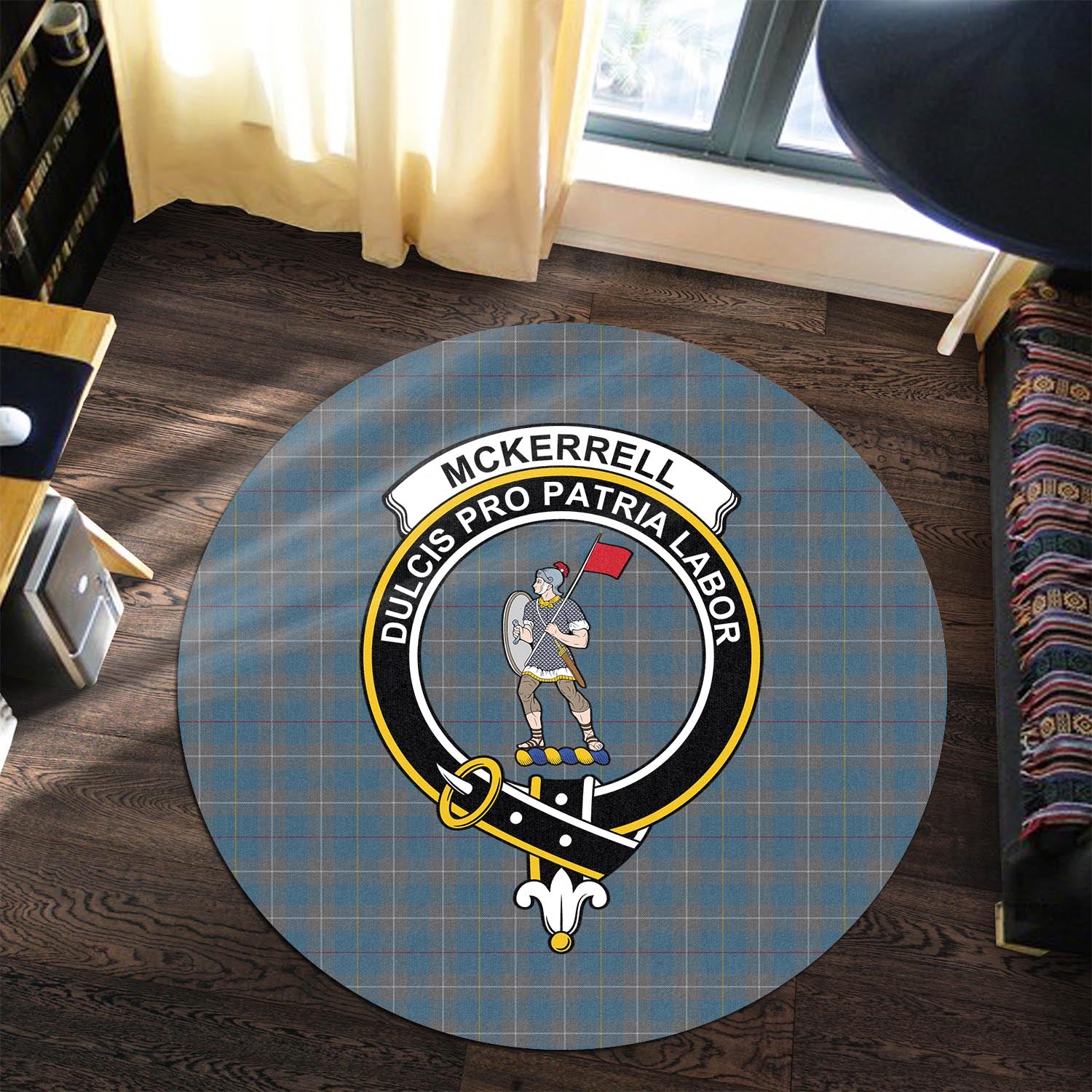 mckerrell-of-hillhouse-dress-tartan-round-rug-with-family-crest