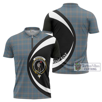 McKerrell of Hillhouse Dress Tartan Zipper Polo Shirt with Family Crest Circle Style