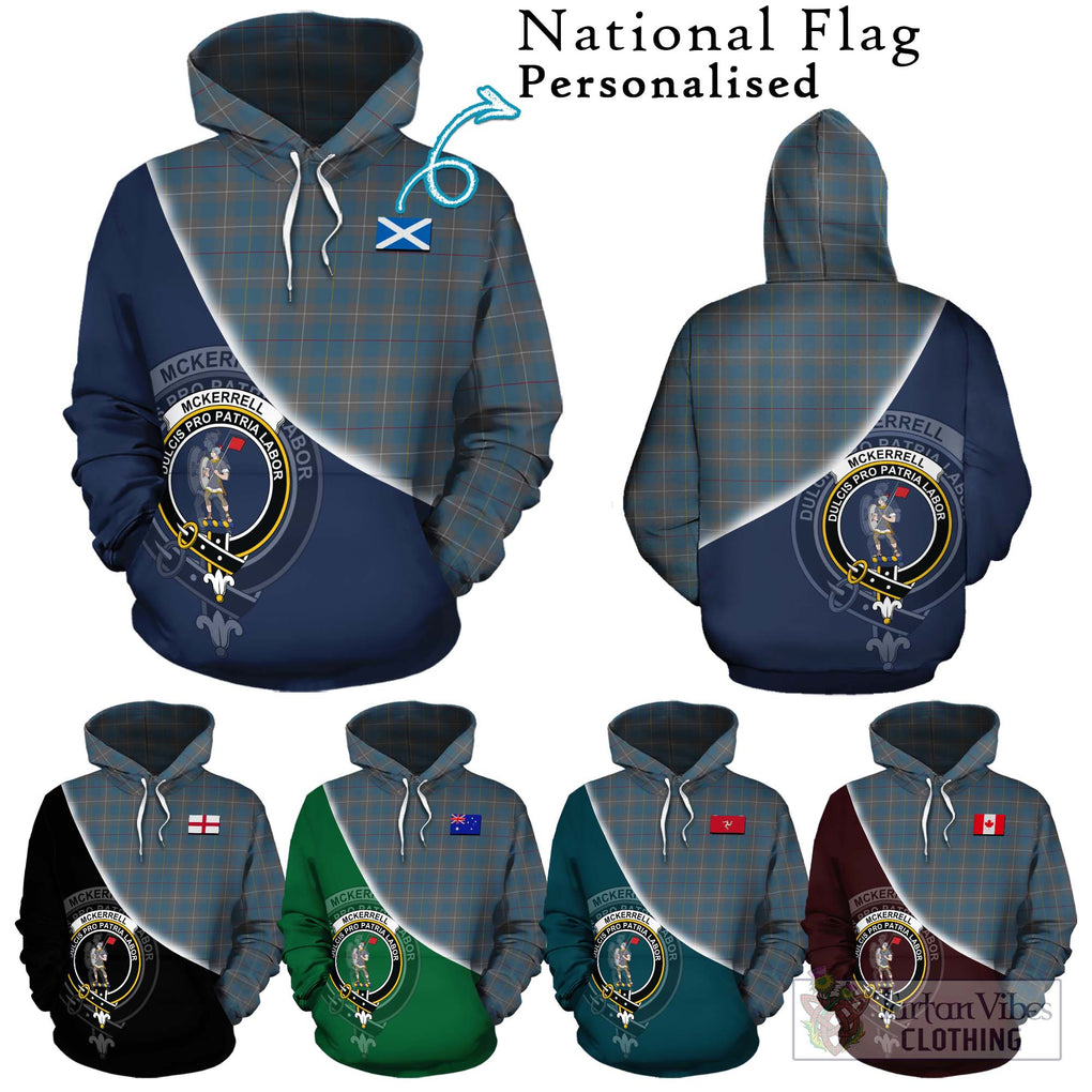 McKerrell of Hillhouse Dress Tartan Hoodie with Personalised National Flag and Family Crest Half Style Zip Hoodie - Tartanvibesclothing Shop