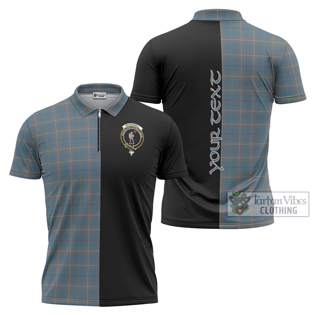 McKerrell of Hillhouse Dress Tartan Zipper Polo Shirt with Family Crest and Half Of Me Style Unisex - Tartanvibesclothing Shop