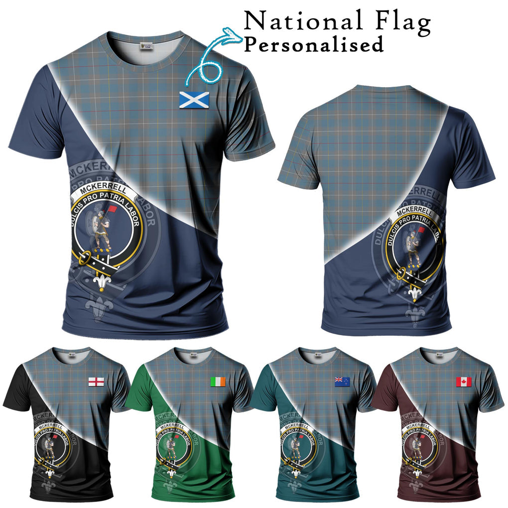 McKerrell of Hillhouse Dress Tartan T-Shirt with Personalised National Flag and Family Crest Half Style Kid's Shirt - Tartanvibesclothing Shop