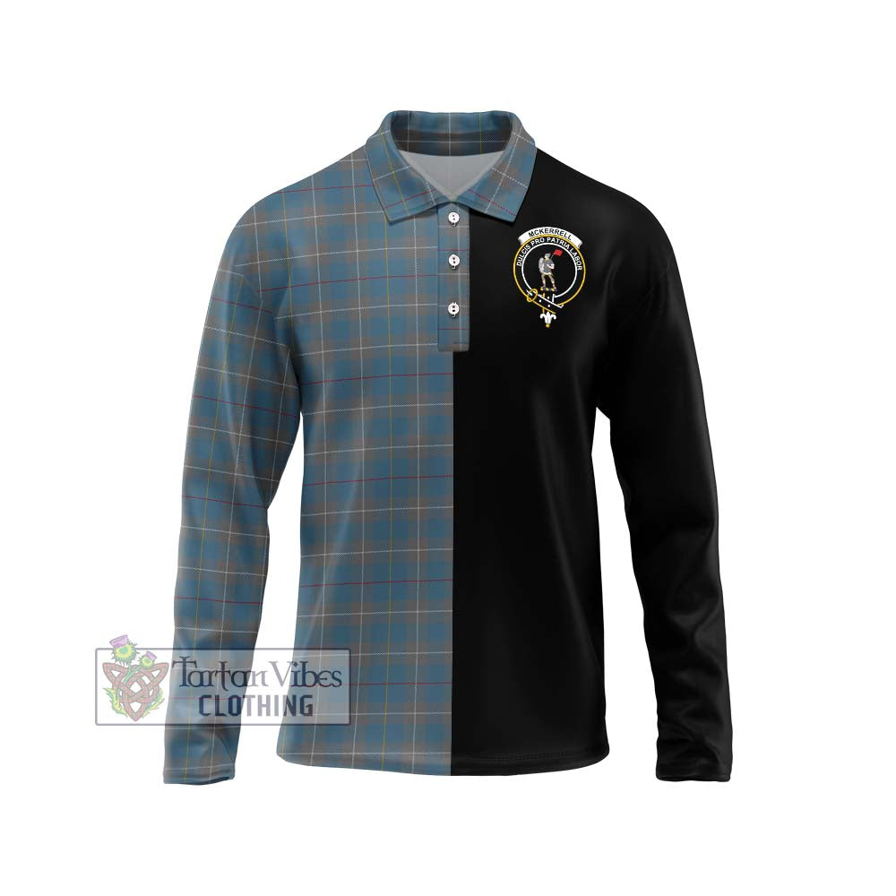 McKerrell of Hillhouse Dress Tartan Long Sleeve Polo Shirt with Family Crest and Half Of Me Style Unisex - Tartanvibesclothing Shop