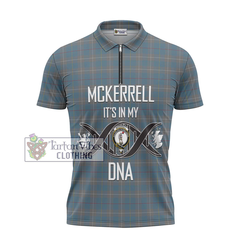 McKerrell of Hillhouse Dress Tartan Zipper Polo Shirt with Family Crest DNA In Me Style - Tartanvibesclothing Shop