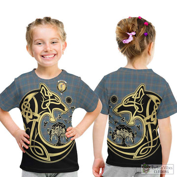 McKerrell of Hillhouse Dress Tartan Kid T-Shirt with Family Crest Celtic Wolf Style