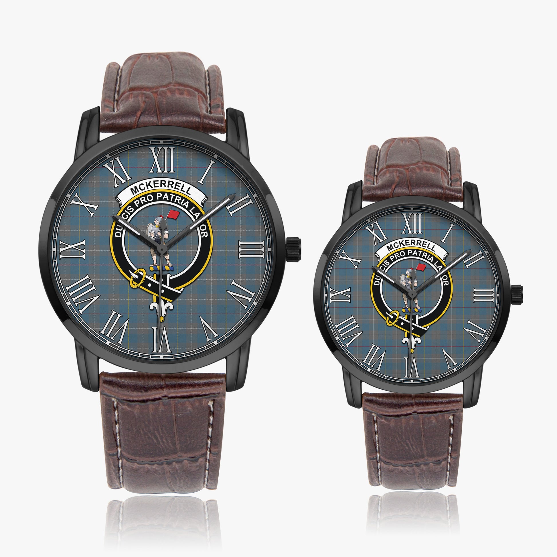 McKerrell of Hillhouse Dress Tartan Family Crest Leather Strap Quartz Watch - Tartanvibesclothing