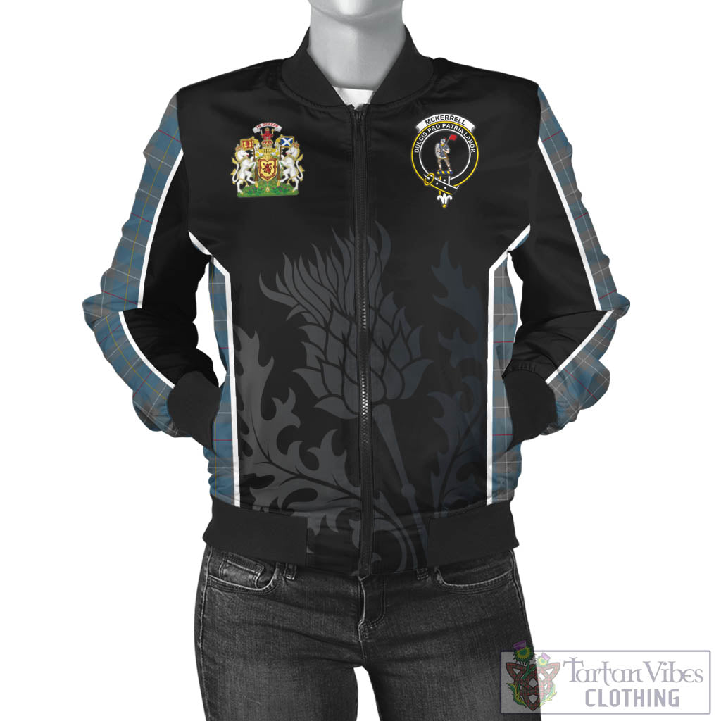 Tartan Vibes Clothing McKerrell of Hillhouse Dress Tartan Bomber Jacket with Family Crest and Scottish Thistle Vibes Sport Style