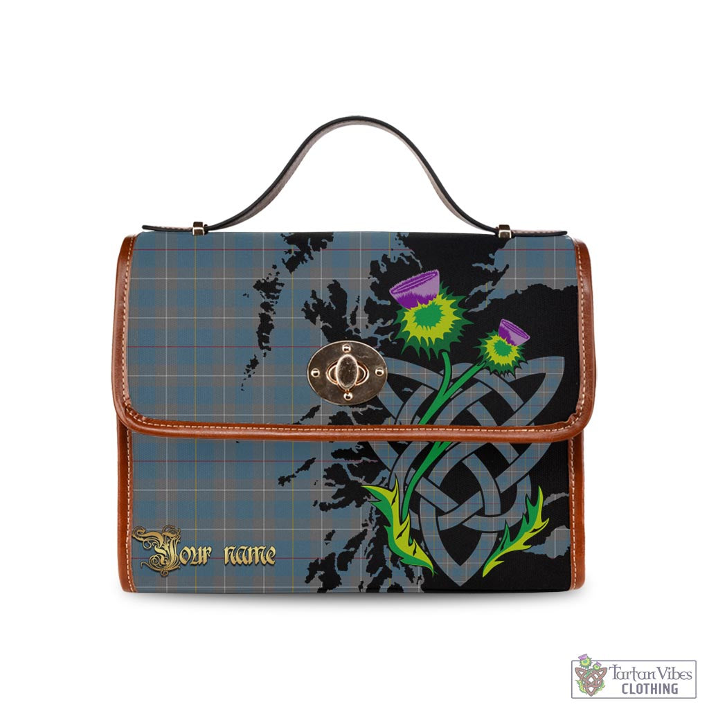 Tartan Vibes Clothing McKerrell of Hillhouse Dress Tartan Waterproof Canvas Bag with Scotland Map and Thistle Celtic Accents