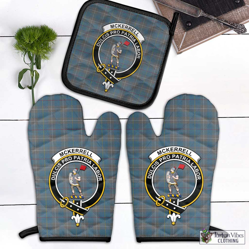 McKerrell of Hillhouse Dress Tartan Combo Oven Mitt & Pot-Holder with Family Crest Combo 1 Oven Mitt & 1 Pot-Holder Black - Tartan Vibes Clothing