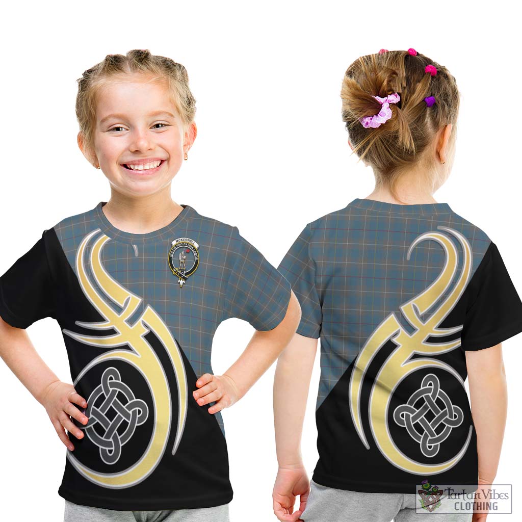 McKerrell of Hillhouse Dress Tartan Kid T-Shirt with Family Crest and Celtic Symbol Style - Tartan Vibes Clothing