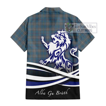 McKerrell of Hillhouse Dress Tartan Short Sleeve Button Shirt with Alba Gu Brath Regal Lion Emblem